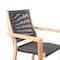 Armen Living Madsen Outdoor Eucalyptus Wood and Charcoal Rope Dining Chairs with Teak Finish, PK2 LCMASICHTK - alternate 3